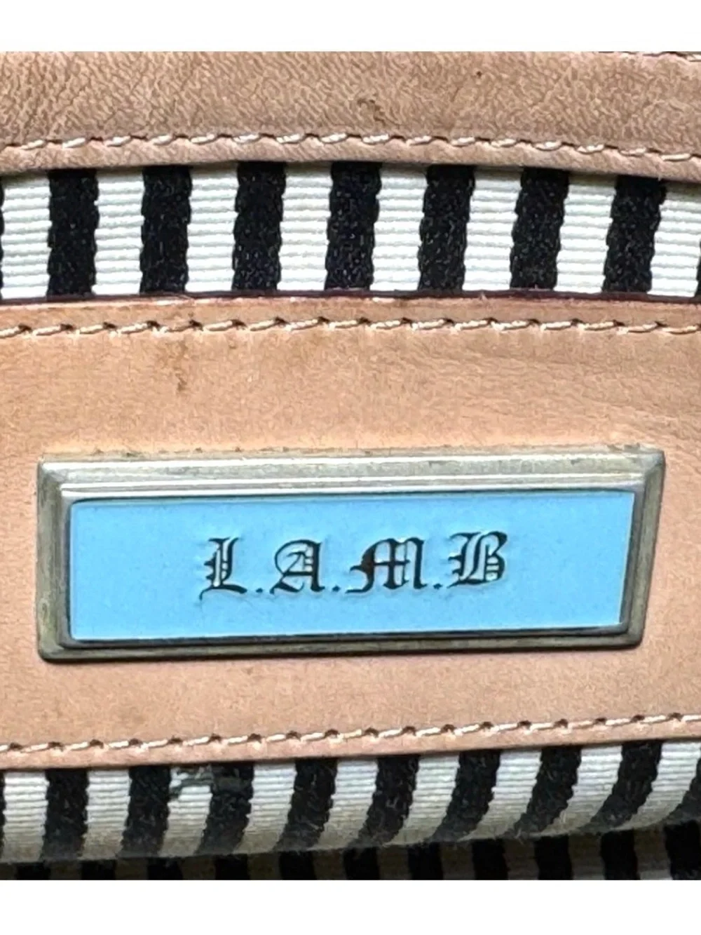 L.A.M.B. ~ Gwen Stefani Monogram Satchel Signature Print Brown Tan Leather - Picture 3 of 16